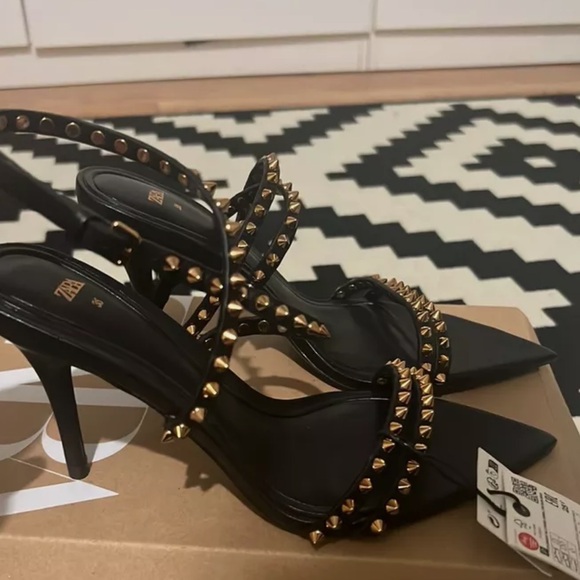 Zara limited edition pure leather studded heels - Picture 7 of 9
